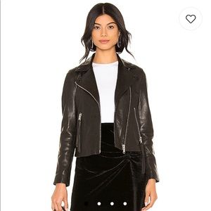 AllSaints Dalby Leather Biker Jacket in Black, sz US 4